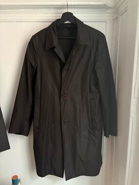 Men's Black Single-Breasted Trench Coat